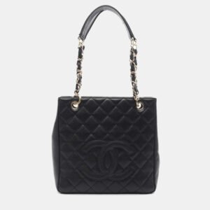 Chanel PST Black Leather Tote Bag