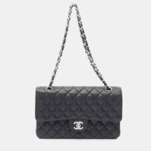 Chanel Classic Double Flap Black Leather Shoulder Bag