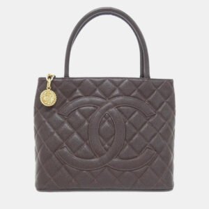 Chanel Medallion Brown Grained Calfskin Leather Tote Bag