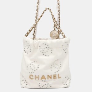 Chanel 22 Mini Black Shiny Calf Leather Tote Bag