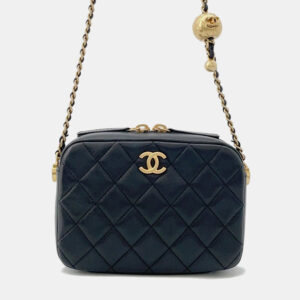 Chanel Matelasse Black Lambskin Chain Camera Bag
