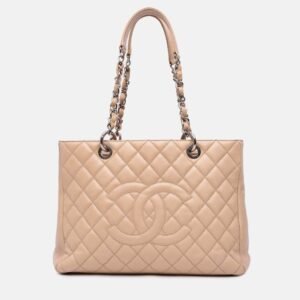 Chanel Beige Caviar Grand Shopping Tote