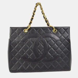 Chanel Black Calfskin Tote Chain Handbag