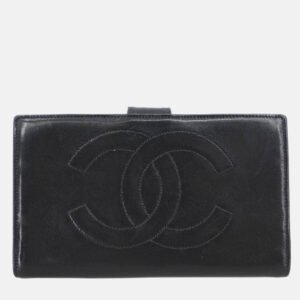 Chanel Black Lambskin Long Wallet