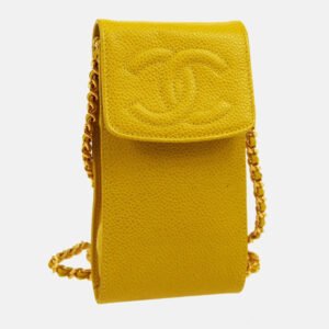 Chanel Yellow Calfskin Timeless Pochette Phone Case
