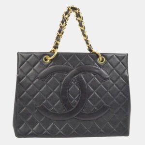 Chanel Interlocking CC Black Calfskin Tote Chain Bag