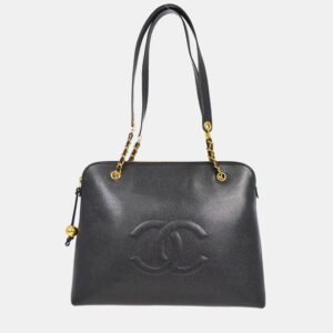 Chanel Timeless CC Black Calfskin Chain Tote Bag