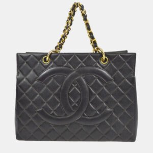 Chanel CC Timeless Black Calfskin Chain Tote Bag