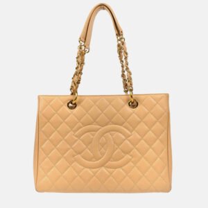 Chanel GST Beige Calfskin Grand Shopping Tote Bag