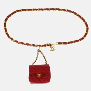 Chanel Vintage Red Lambskin Flap Belt Bag
