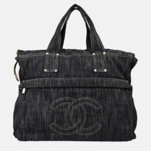 Chanel Navy Sparkling Denim Shoulder Bag