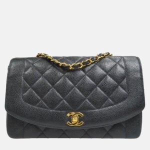 Chanel Diana Medium Black Caviar Leather Chain Shoulder Bag