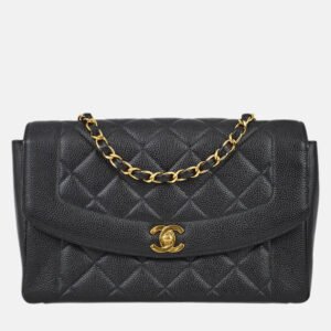 Chanel Diana Medium Black Calfskin Chain Shoulder Bag