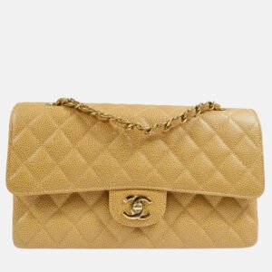 Chanel Classic Double Flap Medium Beige Calfskin Bag
