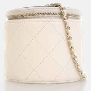 Chanel Round Vanity Small White Lambskin Crossbody Bag