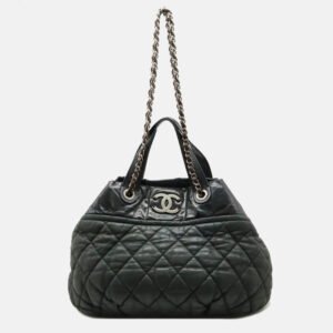Chanel In-The-Mix Black Quilted Iridescent Calfskin Leather Tote Bag