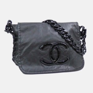 Chanel Modern Chain Rhodoid Black Leather Flap Bag