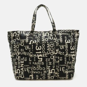 Chanel By Sea Line Large Black Canvas Tote Bag