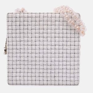 Chanel Brown/White Small Tweed and Resin Zipped Shopping Bag