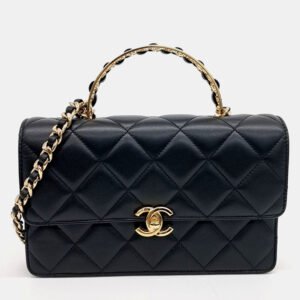 Chanel Black Leather top handle tote and crossbody bag