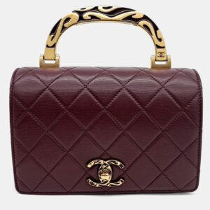Chanel Burgundy Leather top handle crossbody bag