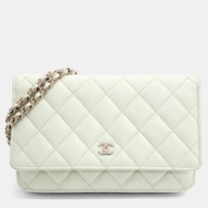 Chanel Green Leather Caviar WOC Mini Crossbody Bag