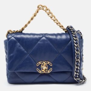 Chanel Blue Quilted Leather Medium 19 Flap Bag