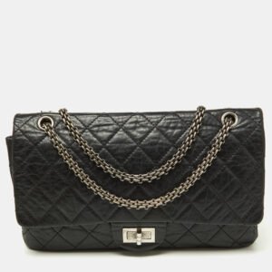 luxury-women-chanel-used-handbags-p929141-011 Chanel Black Quilted Aged Leather Reissue 2.55 Classic 227 Flap Bag