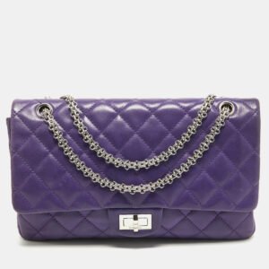luxury-women-chanel-used-handbags-p929677-001 Chanel Purple Quilted Leather 227 Reissue 2.55 Flap Bag