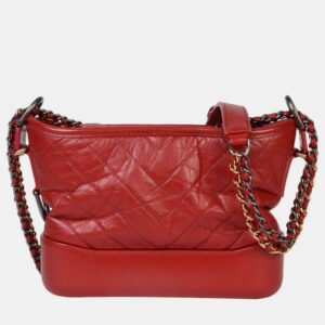 luxury-women-chanel-used-handbags-p930489-001 Chanel Red Calfskin Gold/Chain Gabriel de Chanel Hobo Bag