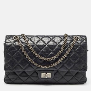 luxury-women-chanel-used-handbags-p971672-024 Chanel Black Quilted Aged Leather Reissue 2.55 Classic 226 Flap Bag