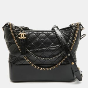 Chanel Black Quilted Aged Leather Medium Gabrielle Hobo