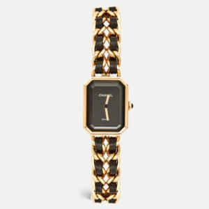 Chanel Black Gold Plated Stainless Steel Leather Premiere H6951 Women's Wristwatch 20 mm