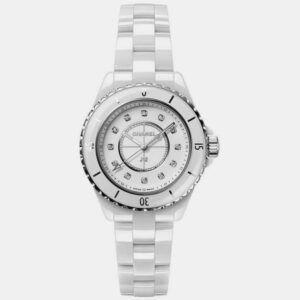 Chanel White Ceramic J12 H5703 Quartz Women's Wristwatch 34 mm