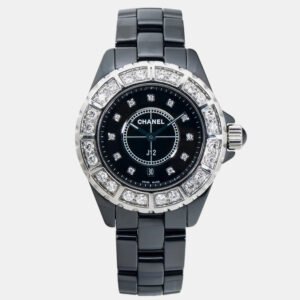 Chanel Black Ceramic J12 H2428 Quartz Women's Wristwatch 38mm