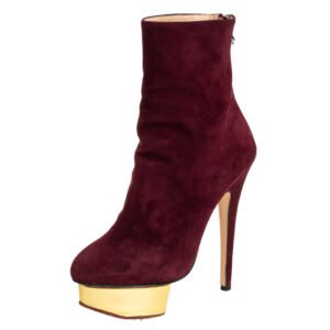 Charlotte Olympia Burgundy Suede  Ankle Boots Size 36