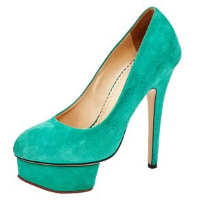 Charlotte Olympia Green Suede Dolly Platform Pumps Size 35
