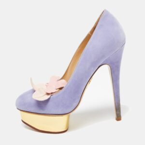 Charlotte Olympia Lavender Suede Dolly Platform Pumps Size 37