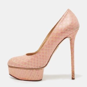 Charlotte Olympia Pink Python Priscilla Platform Pumps Size 37