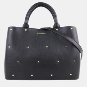 Charriol Black/Red Leather Coralie Handbag