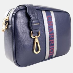 Charriol Dark Blue Leather Deauville Crossbody bag