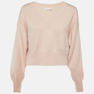 Chloe Shadow Pink Cashmere Blend Crop Sweater S