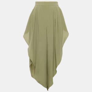 Chloe Plant Green Silk  Tulip Pants M
