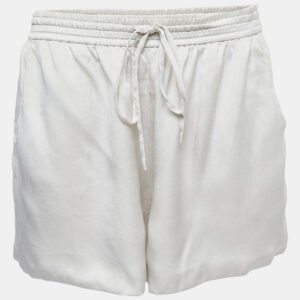 Chloe Off-White Satin Silk Elasticized Waist Shorts M