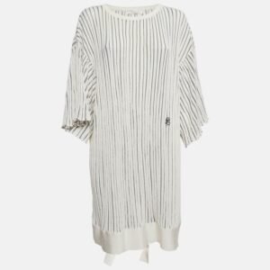 luxury-women-chloe-used-clothes-p983216-1716357621-003 Chloe Off-White Patterned Knit Flared Sleeves Mini Dress L