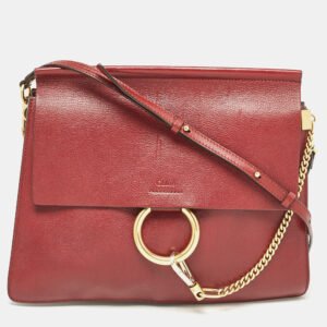luxury-women-chloe-used-handbags-p1077904-002 Chloe Red Leather Medium Faye Shoulder Bag