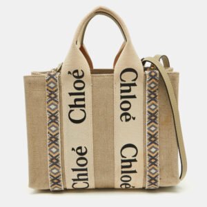 Chloe Beige Canvas Small Woody Tote