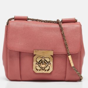 Chloe Rose Pink Leather Small Elsie Chain Shoulder Bag