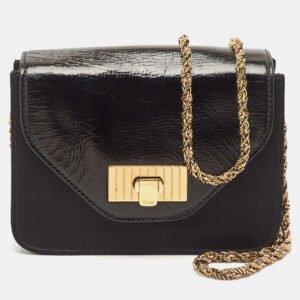 Chloe Black Satin and Patent Leather Mini Sally Shoulder Bag