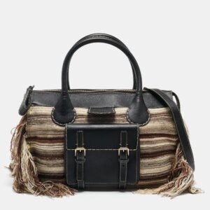 Chloe Black/Multicolor Cashmere and Leather Large Edith Satchel